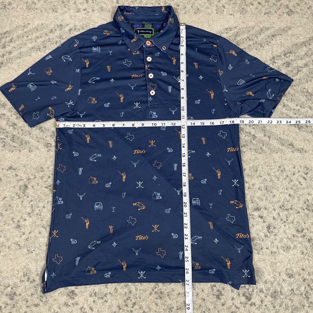 William Murray Golf x Tito's Vodka Mens Navy Blue Texas Print Polo Shirt Small - Picture 7 of 7